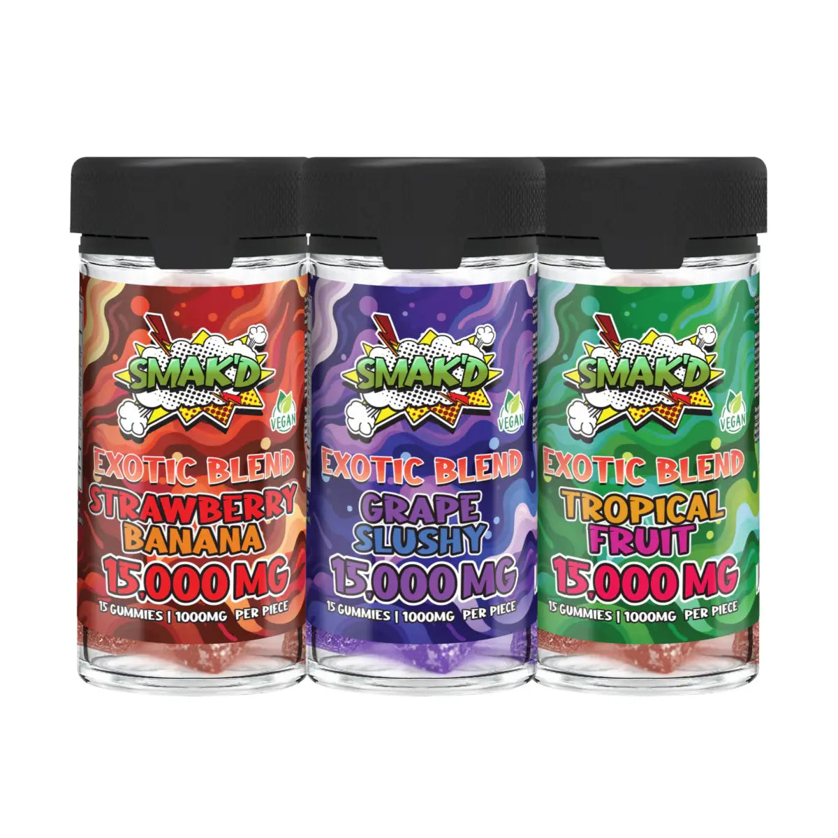 TKO SMAK'D Exotic Blend Gummies Jar (15,000mg, 15pcs) - Smoke empire