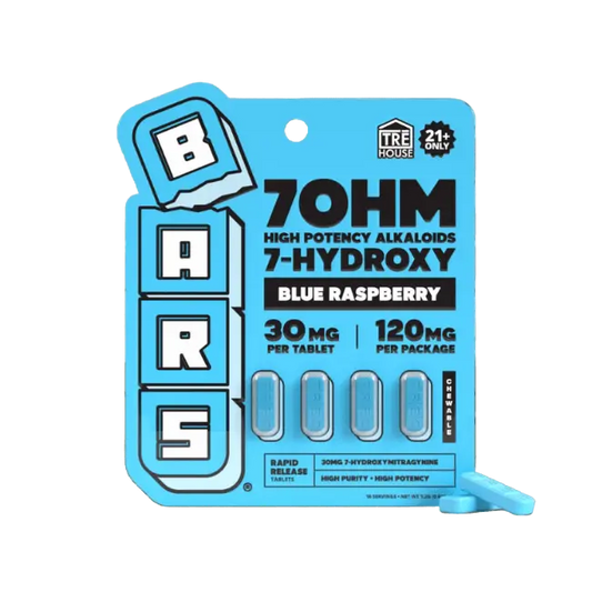 TRE House BARS 7-Hydroxy Blue Raspberry 120mg 4ct 30mg Per Tablet - Smoke empire