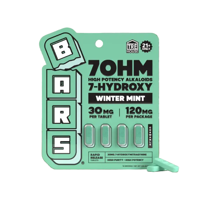 TRE House BARS 7-Hydroxy Winter Mint 120mg 4ct 30mg Per Tablet - Smoke empire