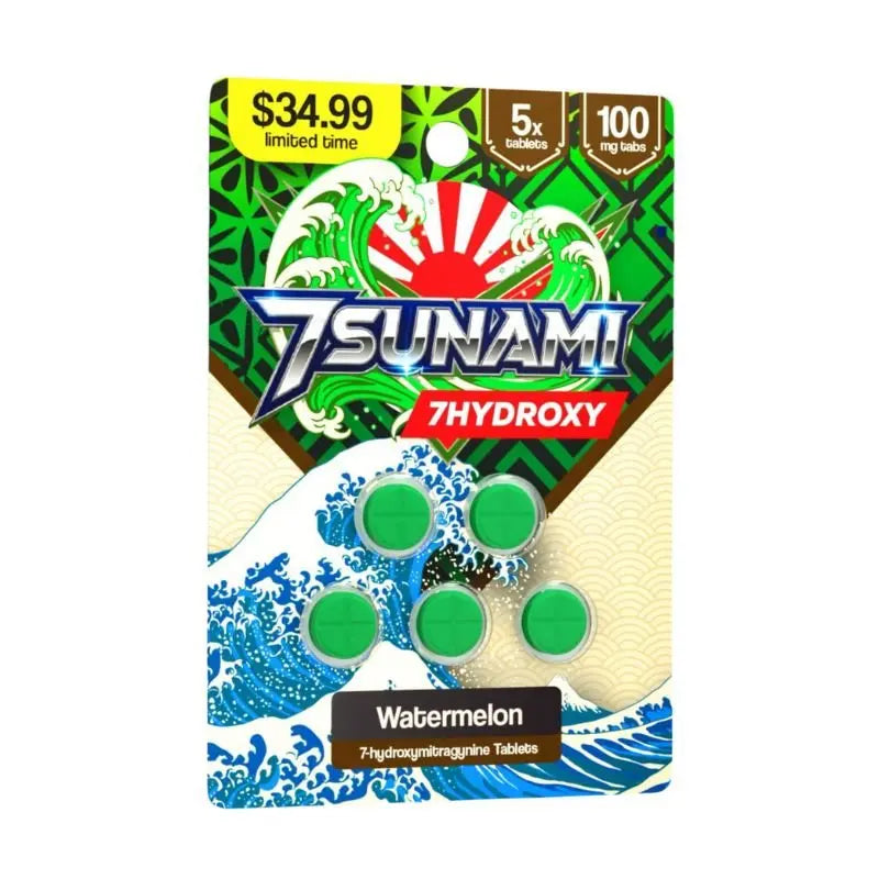 TSUNAMI 7-HYDROXYMITRAGYNINE TABLETS 5CT 100MG PER TABLET - Smoke empire