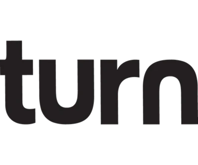 Black lowercase letters forming the partial word "turn" on a transparent background.