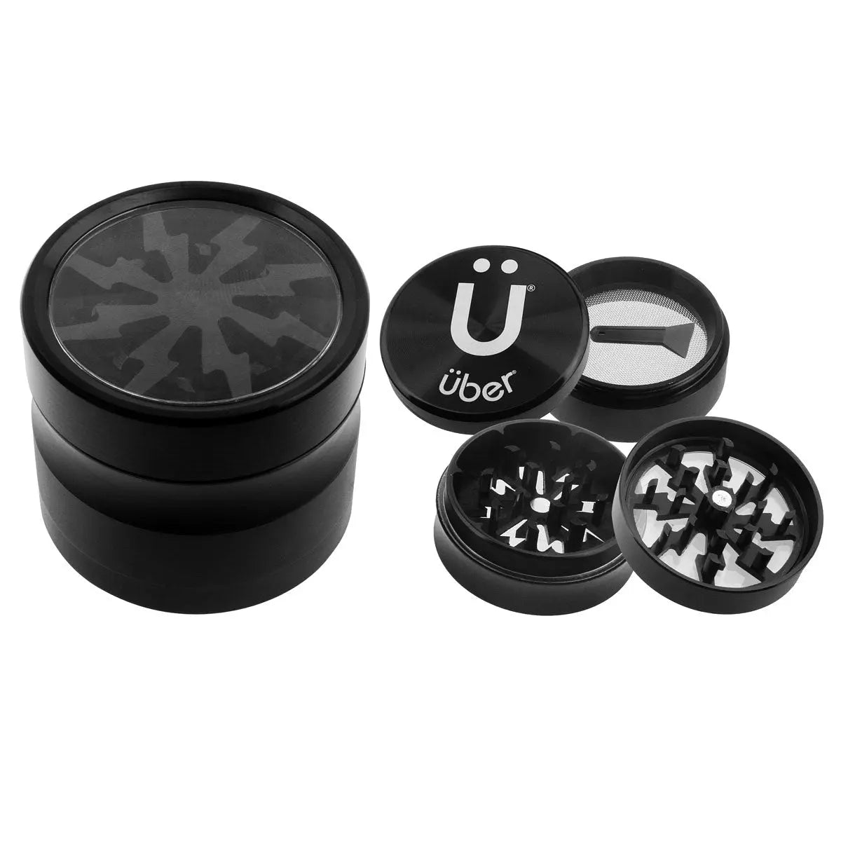 Uber 2.0 Grinder 2' 4pc CNC w/ Screen - Smoke empire