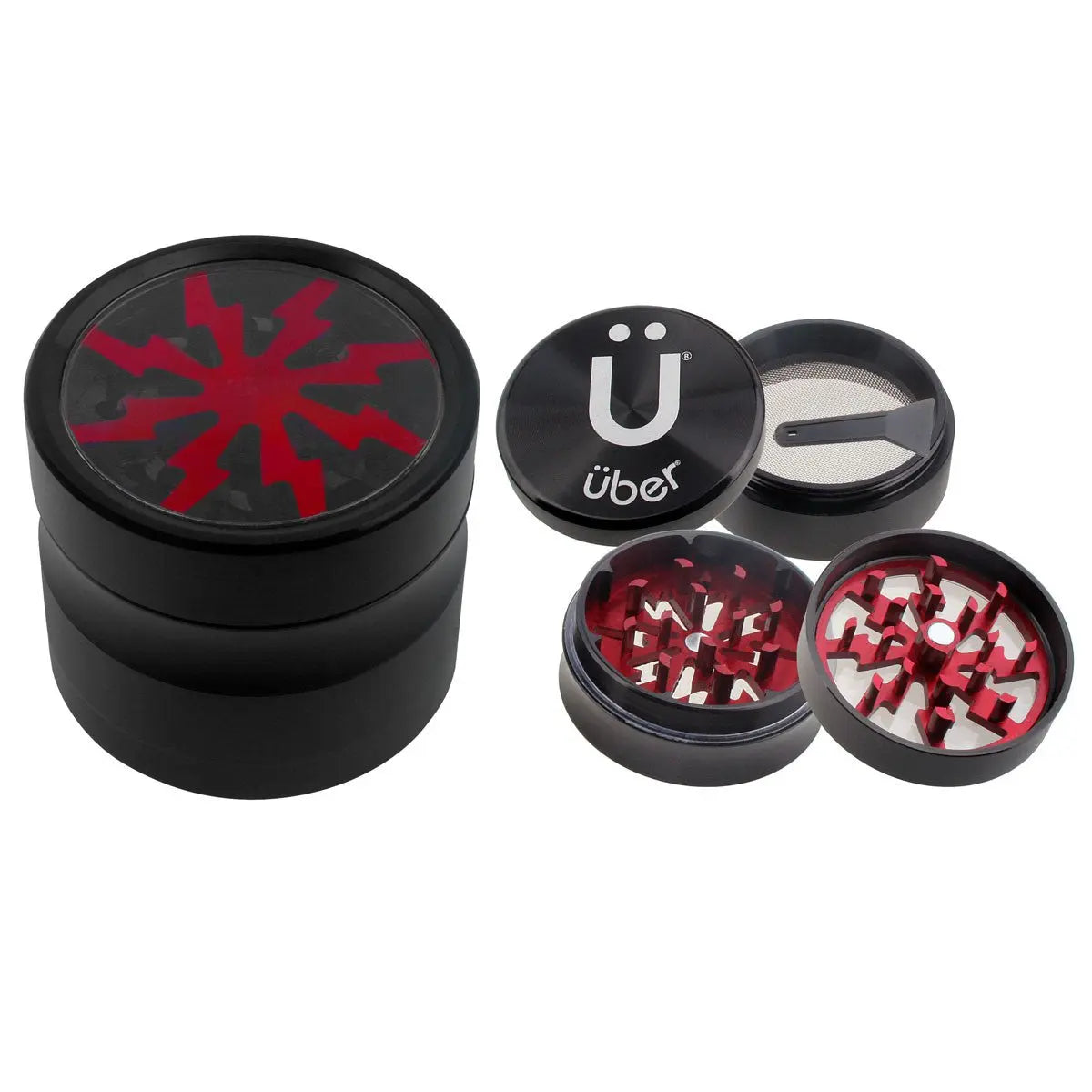 Uber 2.0 Grinder 2' 4pc CNC w/ Screen - Smoke empire