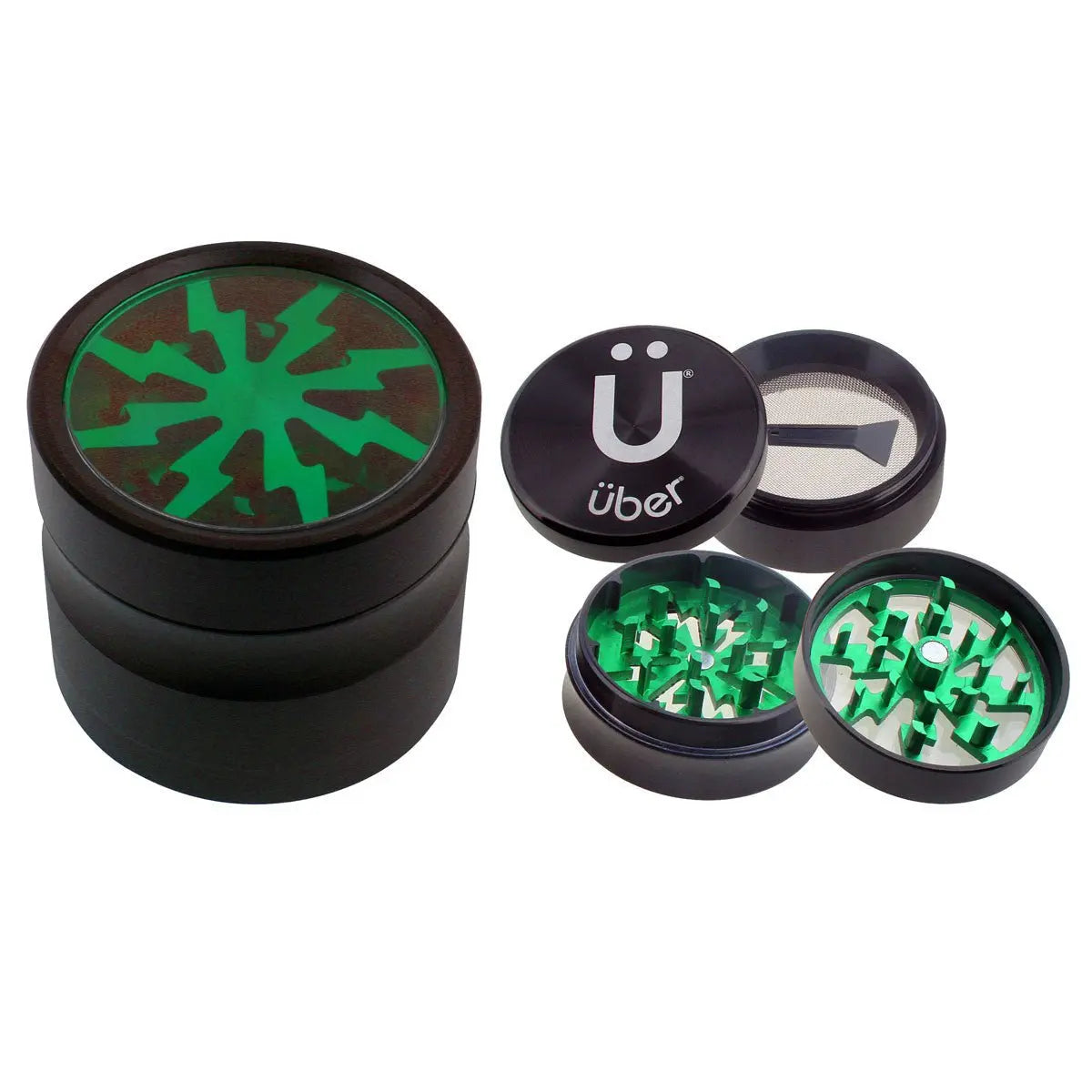Uber 2.0 Grinder 2' 4pc CNC w/ Screen - Smoke empire