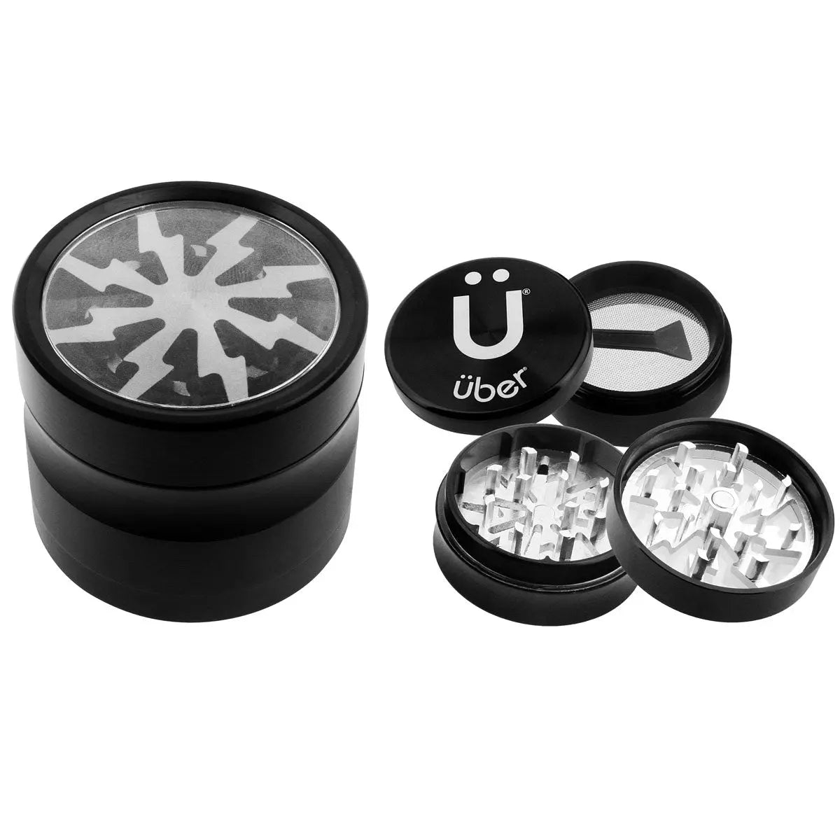 Uber 2.0 Grinder 2' 4pc CNC w/ Screen - Smoke empire