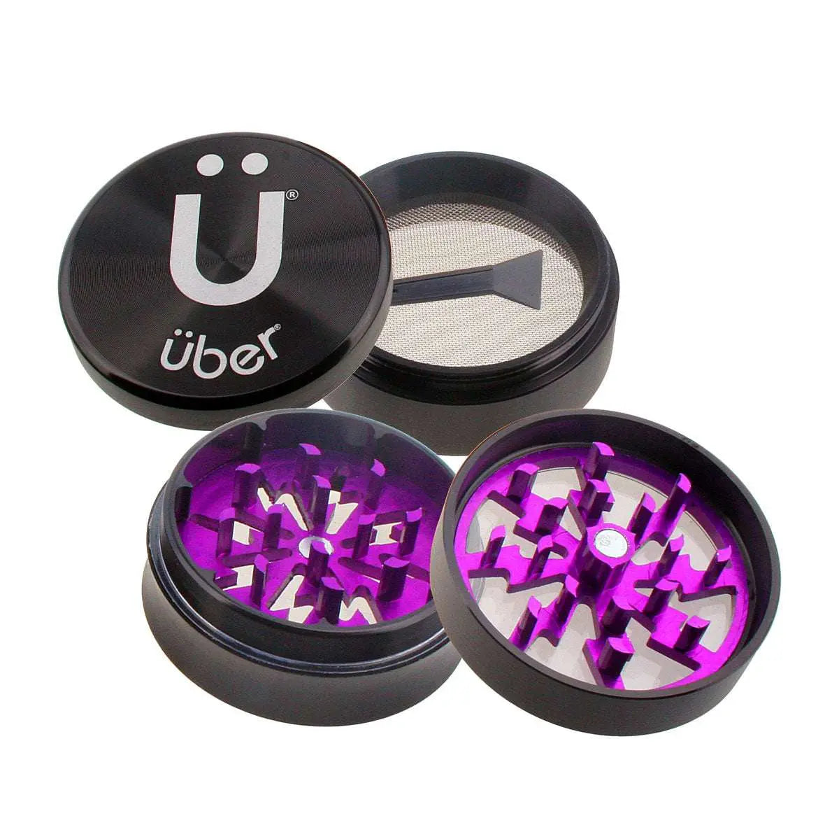 Uber 2.0 Grinder 2' 4pc CNC w/ Screen - Smoke empire