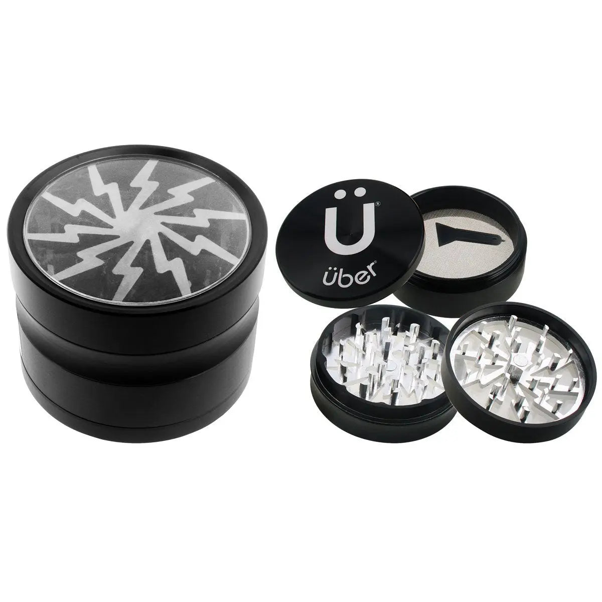 Uber 2.0 Grinder 2.5' 4pc CNC w/ Screen - Smoke empire