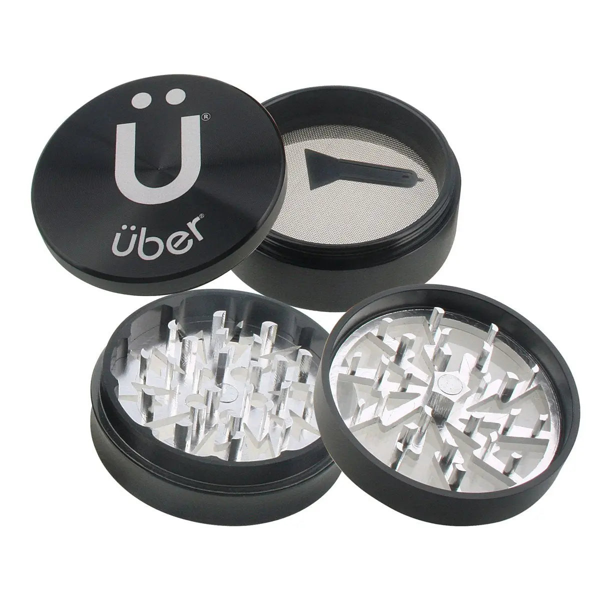 Uber 2.0 Grinder 2.5' 4pc CNC w/ Screen - Smoke empire