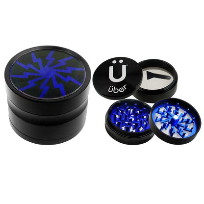 Uber 2.0 Grinder 2.5' 4pc CNC w/ Screen - Smoke empire