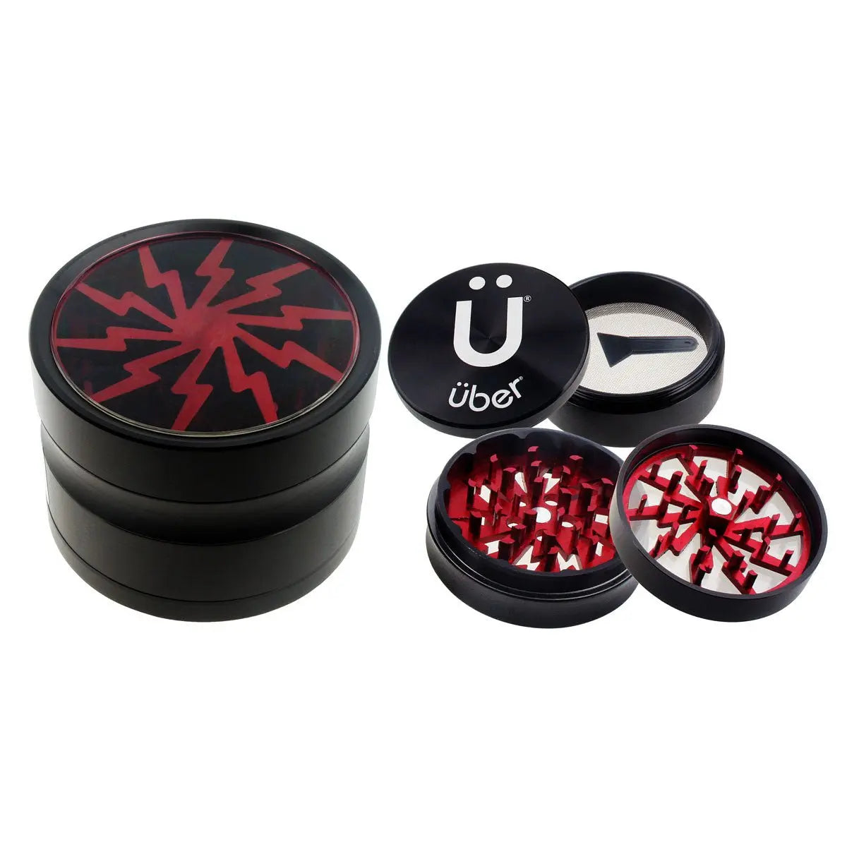 Uber 2.0 Grinder 2.5' 4pc CNC w/ Screen - Smoke empire