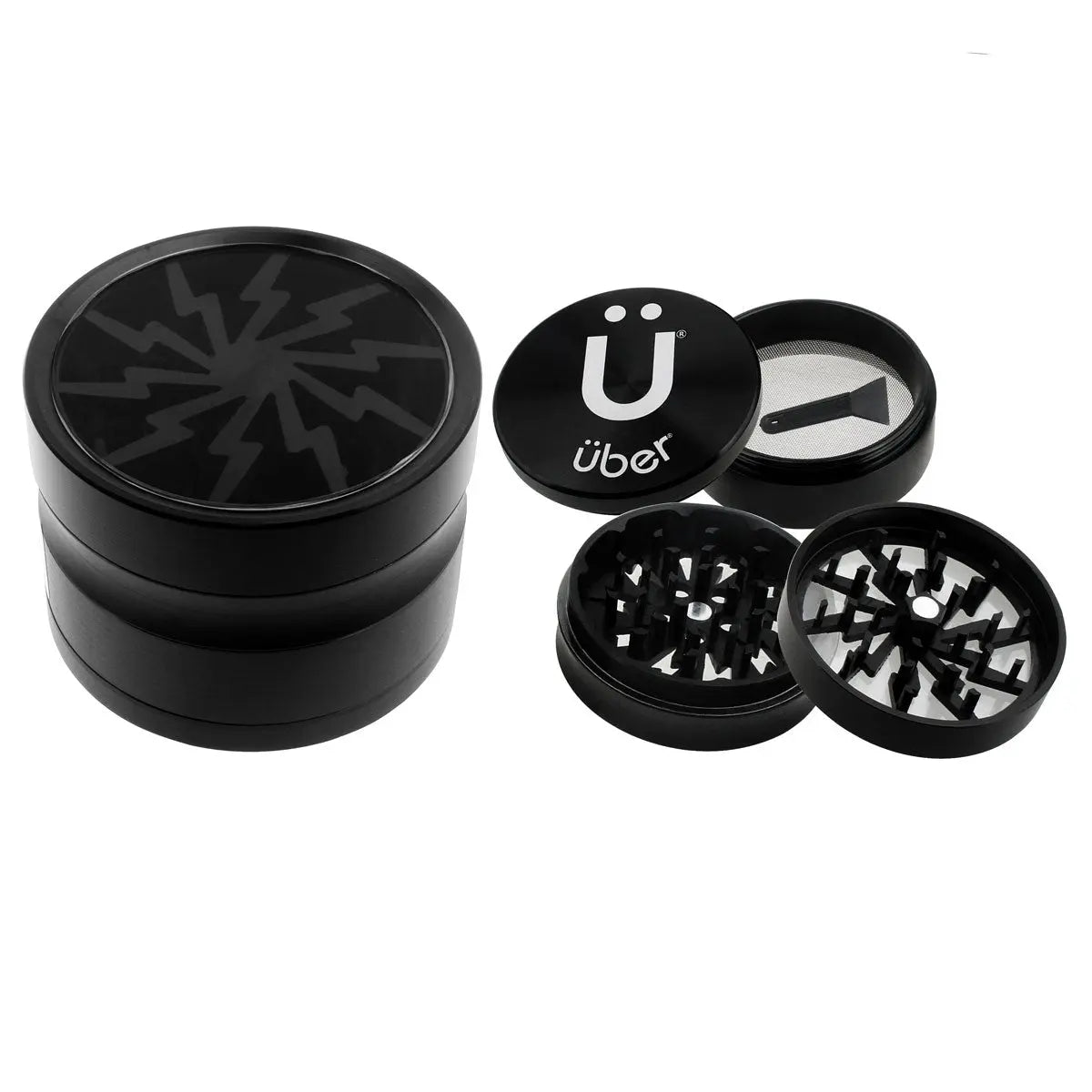 Uber 2.0 Grinder 2.5' 4pc CNC w/ Screen - Smoke empire