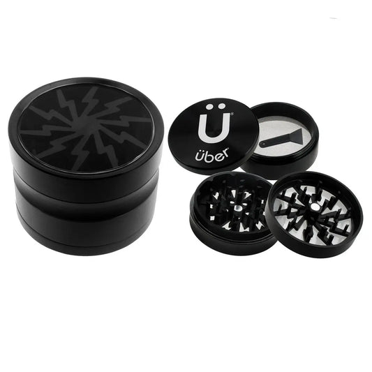 Uber 2.0 Grinder 2.5' 4pc CNC w/ Screen - Smoke empire