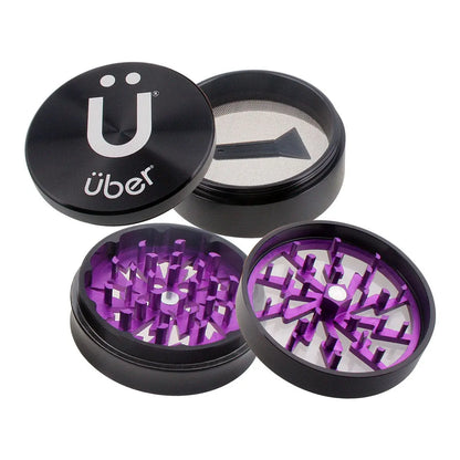 Uber 2.0 Grinder 2.5' 4pc CNC w/ Screen - Smoke empire
