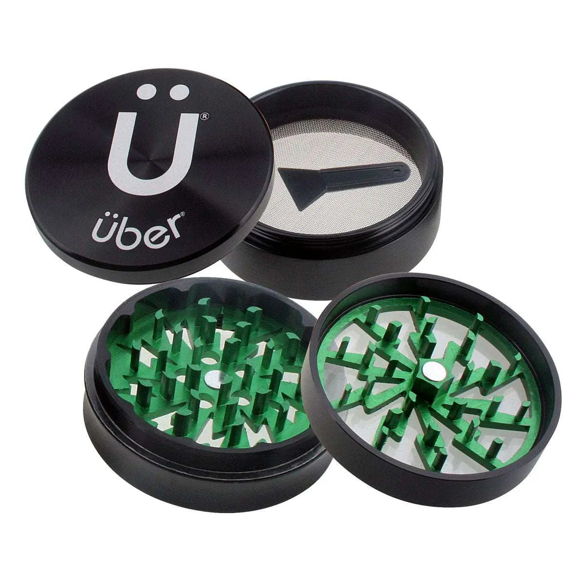Uber 2.0 Grinder 2.5' 4pc CNC w/ Screen - Smoke empire