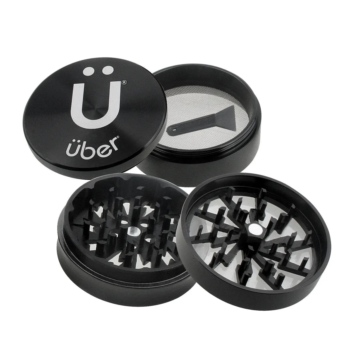 Uber 2.0 Grinder 2.5' 4pc CNC w/ Screen - Smoke empire