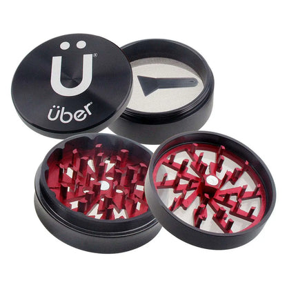 Uber 2.0 Grinder 2.5' 4pc CNC w/ Screen - Smoke empire