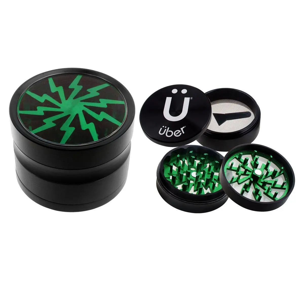 Uber 2.0 Grinder 2.5' 4pc CNC w/ Screen - Smoke empire