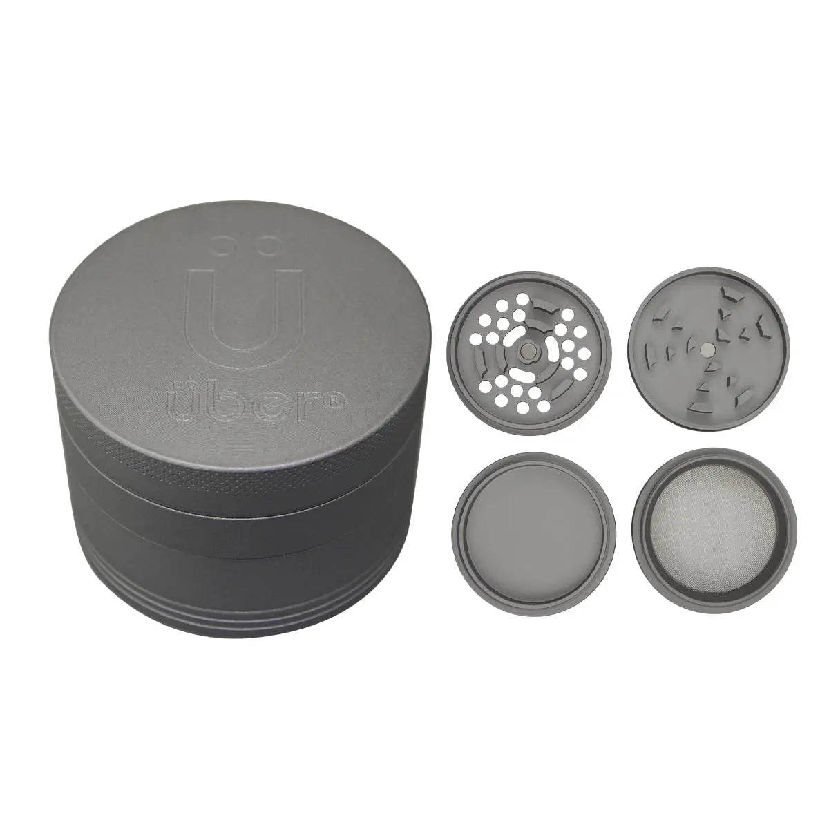 Uber 5.0 Non Stick Grinder 4pc 2.5' 63mm CNC - Matte - Smoke empire