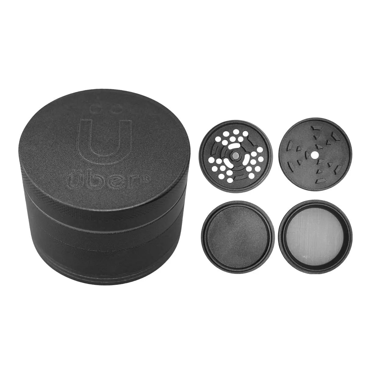 Uber 5.0 Non Stick Grinder 4pc 2.5' 63mm CNC - Matte - Smoke empire