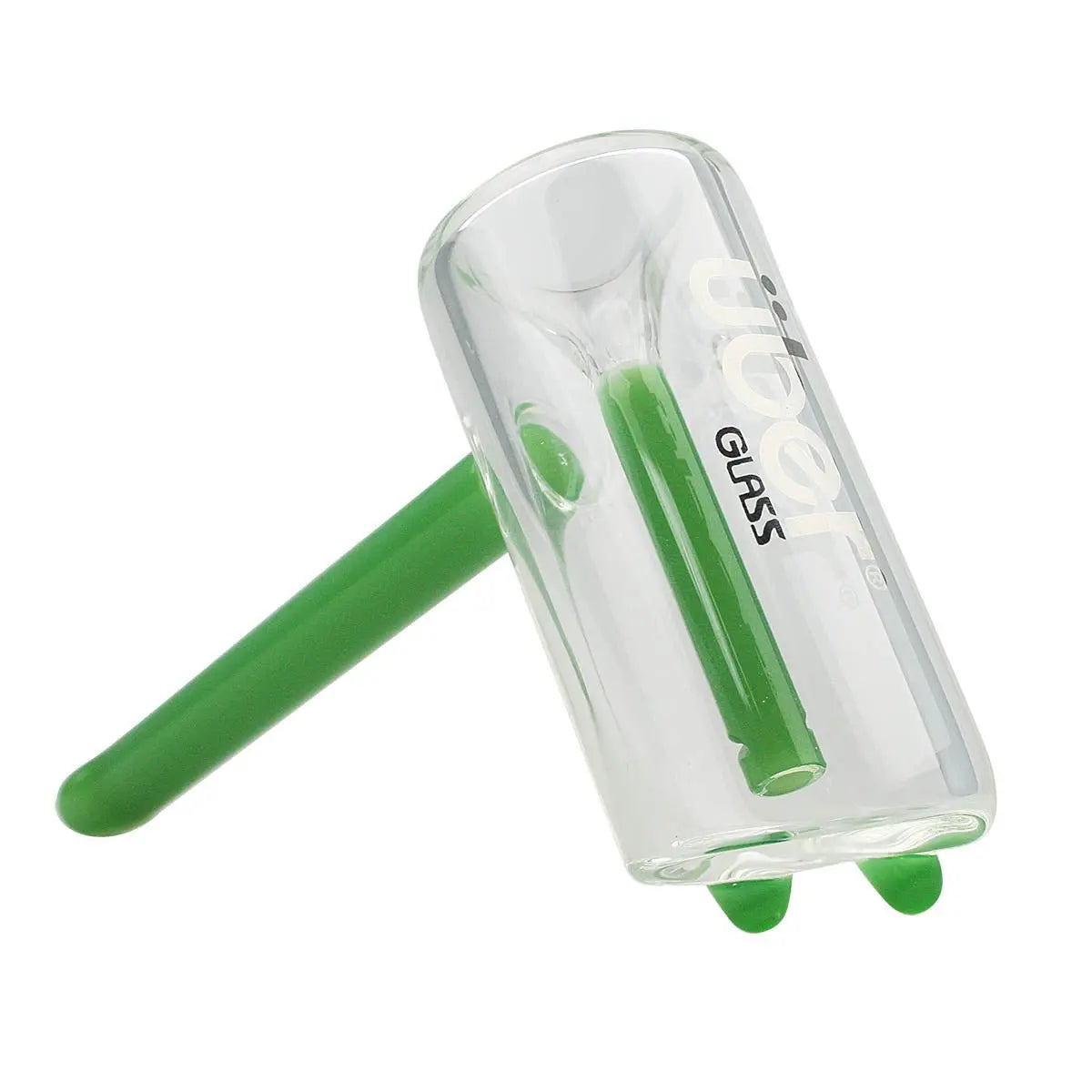 Uber Glass 6" Hammer Bubbler w/ Flat Mouthpiece - Solid Colors - Smoke empire