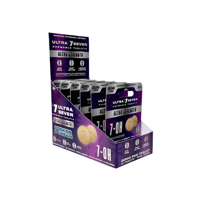 Ultra Seven 10ct 7OH Tabs Ultra Strength Cookies & Cream 20mg Per Tablet - Smoke empire