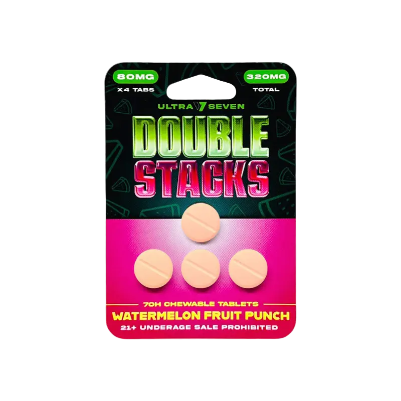 Ultra Seven Double Stacks 4ct 7OH Chewable Tab Watermelon Fruit Punch 80mg Per Tablets - Smoke empire
