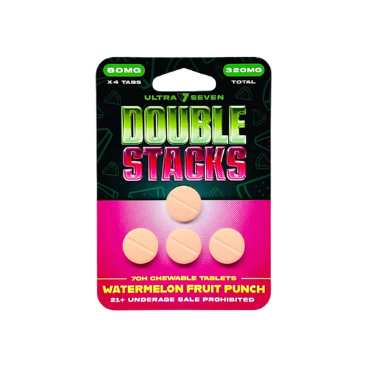 Ultra Seven Double Stacks 4ct 7OH Chewable Tab Watermelon Fruit Punch 80mg Per Tablets - Smoke empire