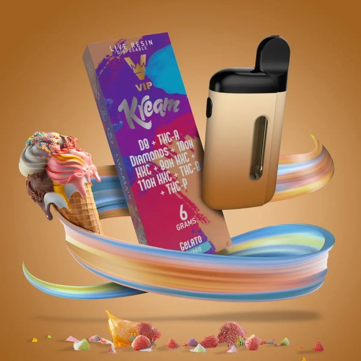 VIP Kream D8+THC-A Diamonds 6gm Disposable Device - Smoke empire