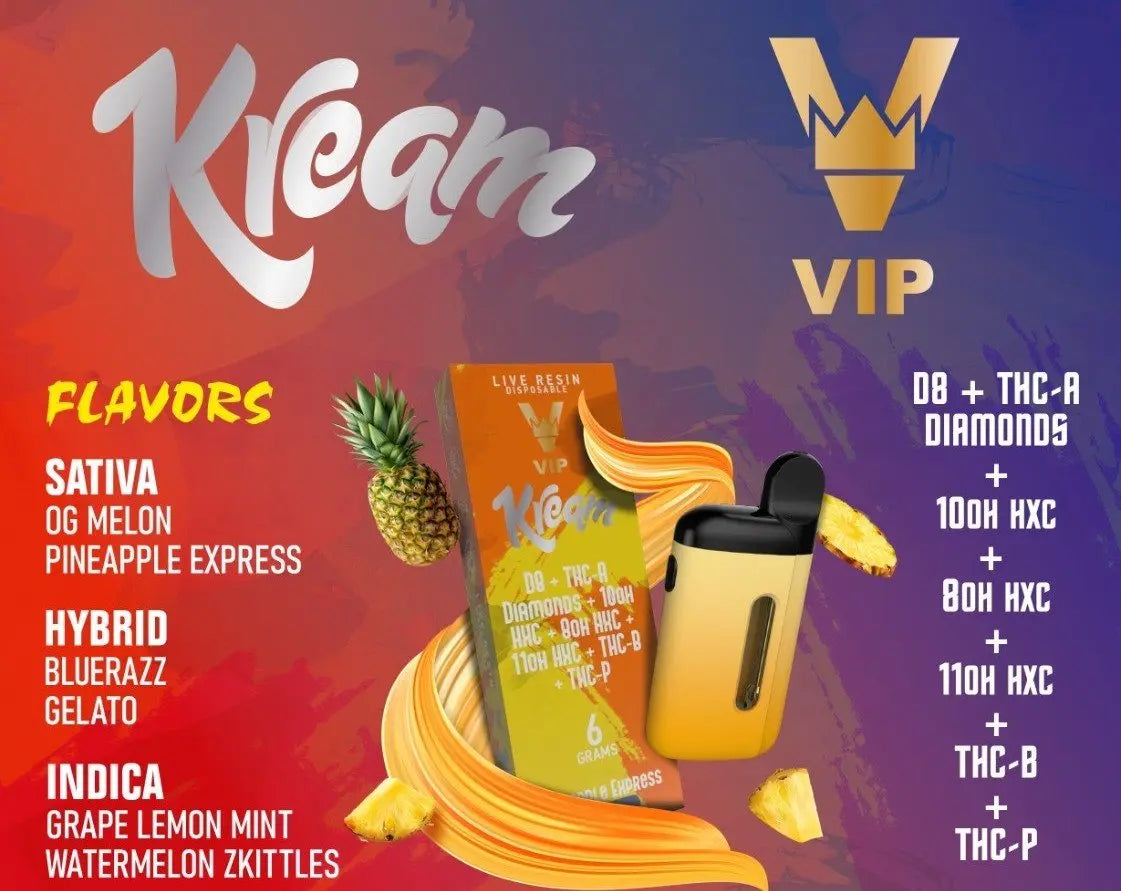 VIP Kream D8+THC-A Diamonds 6gm Disposable Device - Smoke empire
