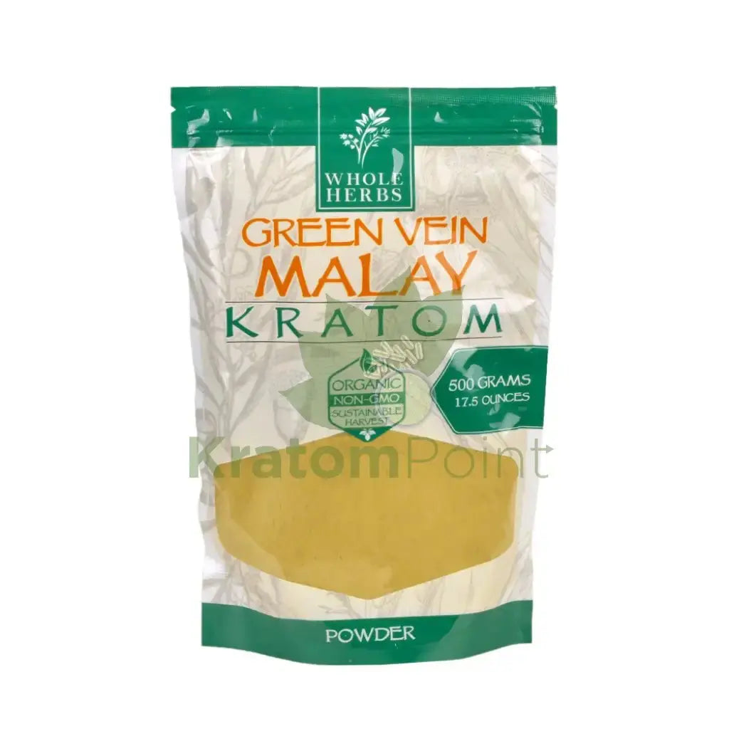 Whole Herbs Kratom, 17.5oz Green Vein Malay Powder - Smoke empire