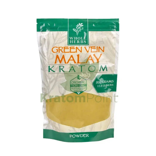 Whole Herbs Kratom, 17.5oz Green Vein Malay Powder - Smoke empire