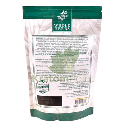 Whole Herbs Kratom, 17.5oz Yellow Vein Indo Powder - Smoke empire