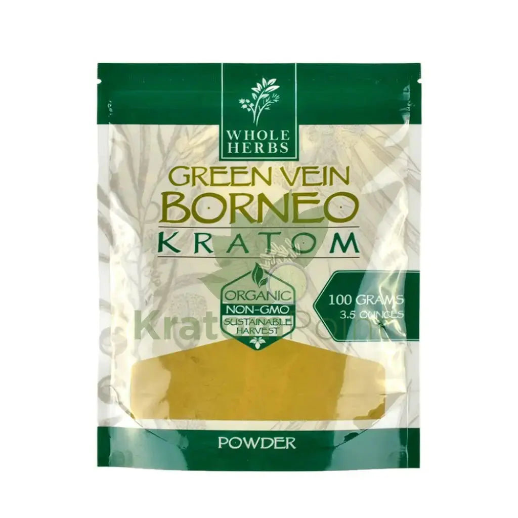 Whole Herbs Kratom, 3.5oz Green Vein Borneo Powder - Smoke empire