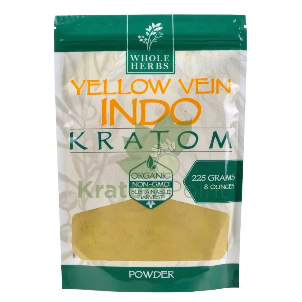 Whole Herbs Kratom, 8oz Yellow Vein Indo Powder - Smoke empire