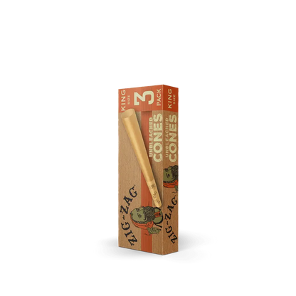 Zig Zag Cones Unbleached King Size - 3 Per Pack - 24 Packs Per Display - Smoke empire