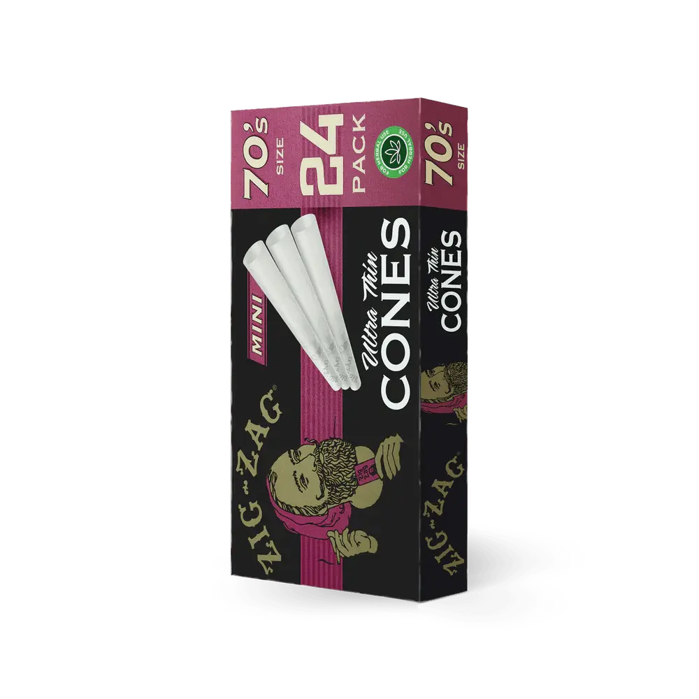 Zig Zag Mini Ultra Thin Cones 70mm - 24 Cones Per Pack - 12 Packs Per Display - Smoke empire