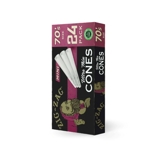 Zig Zag Mini Ultra Thin Cones 70mm - 24 Cones Per Pack - 12 Packs Per Display - Smoke empire