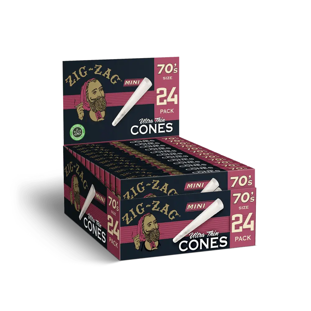 Zig Zag Mini Ultra Thin Cones 70mm - 24 Cones Per Pack - 12 Packs Per Display - Smoke empire
