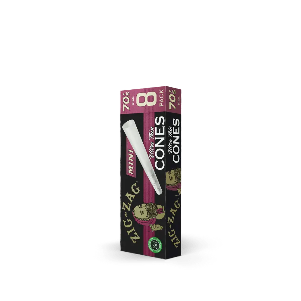 Zig Zag - Mini Ultra Thin Cones 70mm - 8 Per Pack - 18 Packs Per Display - Smoke empire