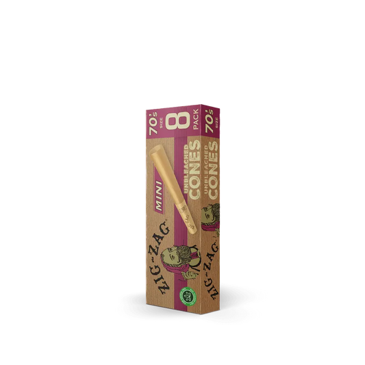 Zig Zag Mini Unbleached Cones 70mm - 8 Cones Per Pack - 18 Packs Per Display - Smoke empire