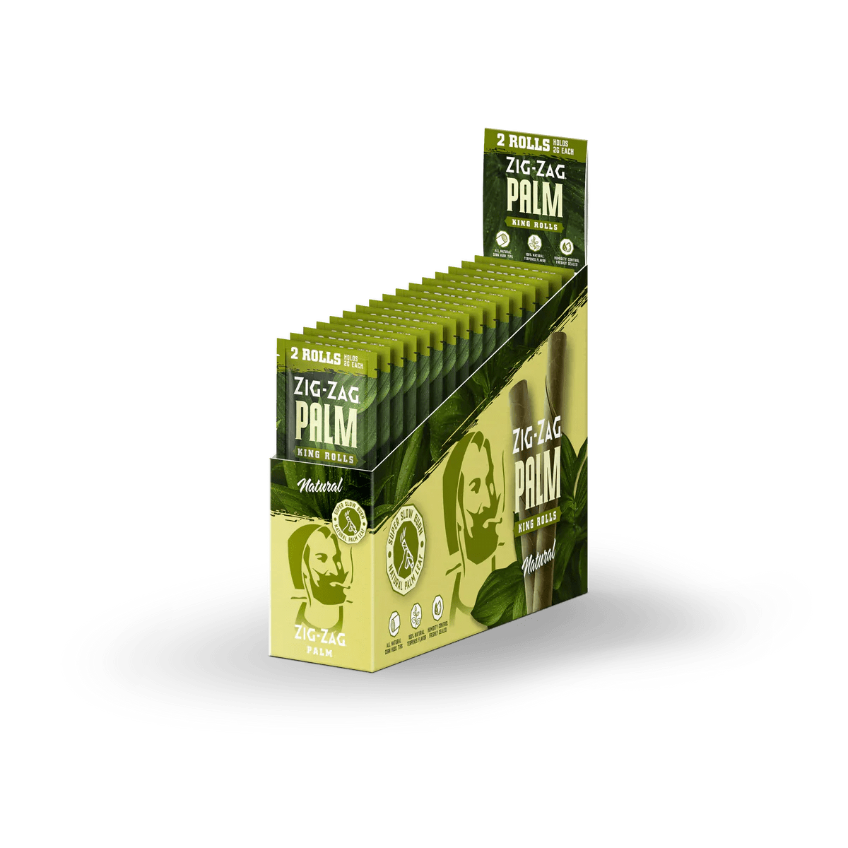 Zig Zag Palm King Rolls - 2 Counts Per Pack - 15 Packs Per Box - Natural - Smoke empire