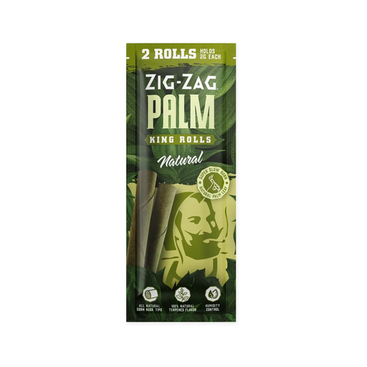 Zig Zag Palm King Rolls - 2 Counts Per Pack - 15 Packs Per Box - Natural - Smoke empire