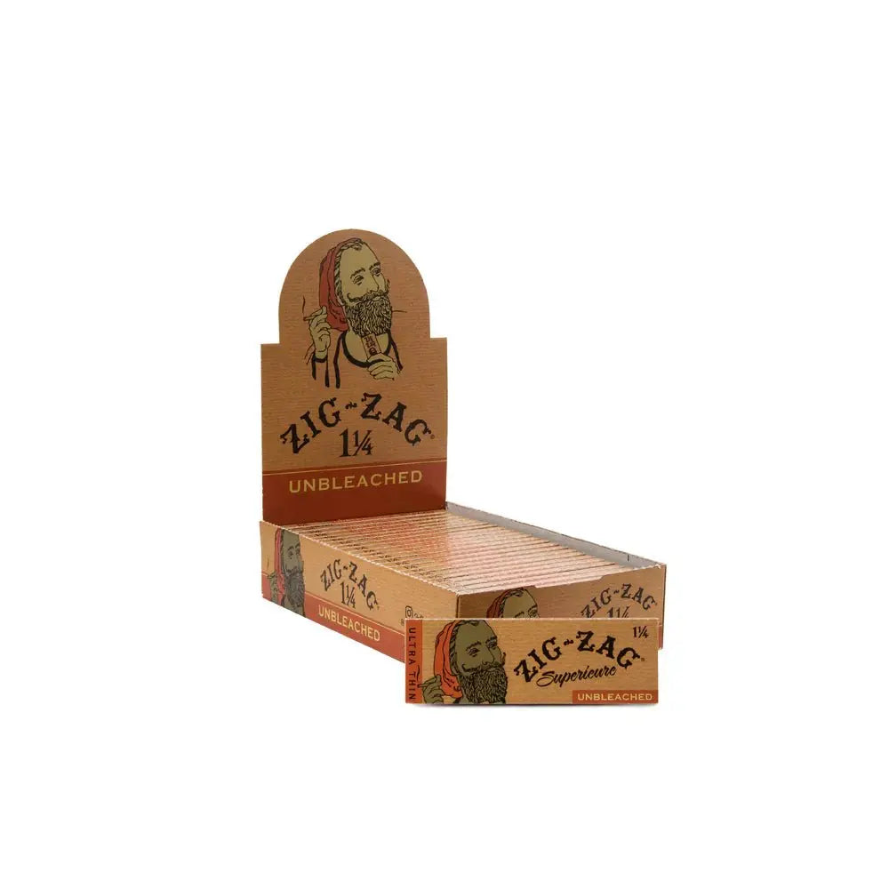 Zig Zag Supericure Unbleached 1.25 - 24 Papers Per Booklets - 25 Booklets Per Display - Smoke empire