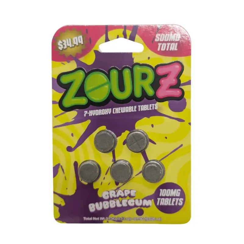ZOURZ 7-HYDROXYMITRAGYNINE CHEWABLE TABLETS 5CT 100MG PER TABLET - Smoke empire