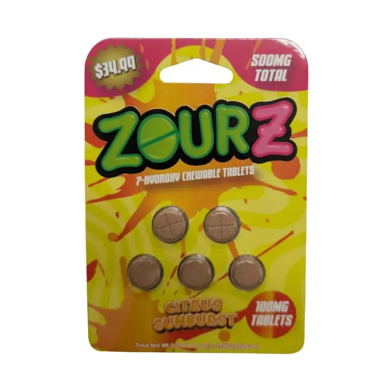 ZOURZ 7-HYDROXYMITRAGYNINE CHEWABLE TABLETS 5CT 100MG PER TABLET - Smoke empire