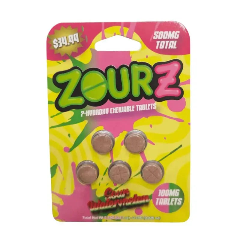 ZOURZ 7-HYDROXYMITRAGYNINE CHEWABLE TABLETS 5CT 100MG PER TABLET - Smoke empire